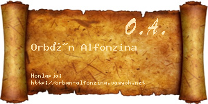Orbán Alfonzina névjegykártya